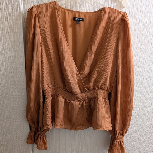 Express Tops - Express Low Cut Long Sleeve Blouse Size M